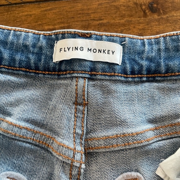 Flying Monkey high rise wide cuffed wide leg medium wash blue denim jeans sz 31 - Picture 7 of 16